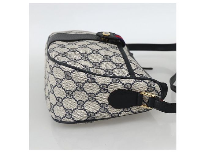 Gucci Borsa GG Supreme Sherry Line in PVC Blu Navy Oro Rosso 89 02 032 Auth YKZ1624 D'oro - vista 4