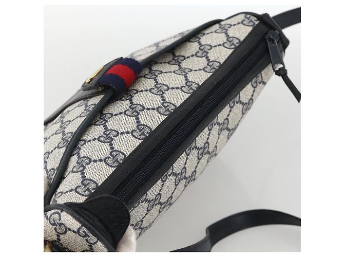 Gucci Borsa GG Supreme Sherry Line in PVC Blu Navy Oro Rosso 89 02 032 Auth YKZ1624 D'oro - vista 6