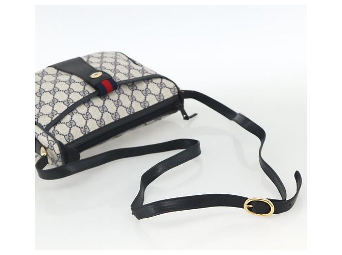 Gucci Borsa GG Supreme Sherry Line in PVC Blu Navy Oro Rosso 89 02 032 Auth YKZ1624 D'oro - vista 7