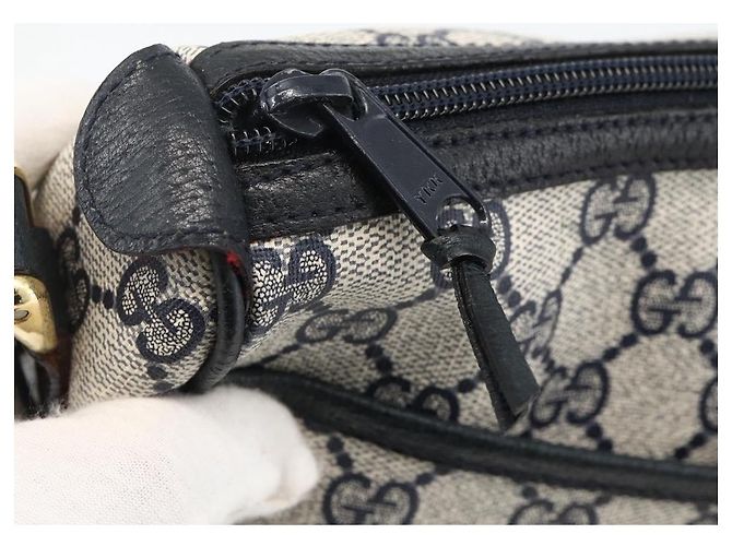 Gucci Borsa GG Supreme Sherry Line in PVC Blu Navy Oro Rosso 89 02 032 Auth YKZ1624 D'oro - vista 9