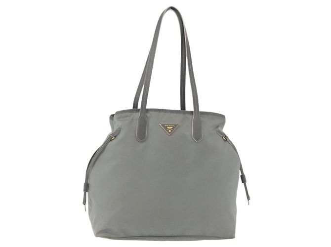 Borsa Tote PRADA in nylon grigio oro Auth ka3714A Marrone D'oro - vista 13
