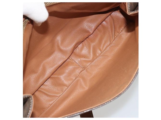 Céline Borsa a spalla circolare in tela Macadam CELINE in pelle PVC marrone oro Auth YKZ1025 D'oro - vista 10