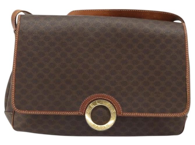 Céline Borsa a spalla circolare in tela Macadam CELINE in pelle PVC marrone oro Auth YKZ1025 D'oro - vista 13