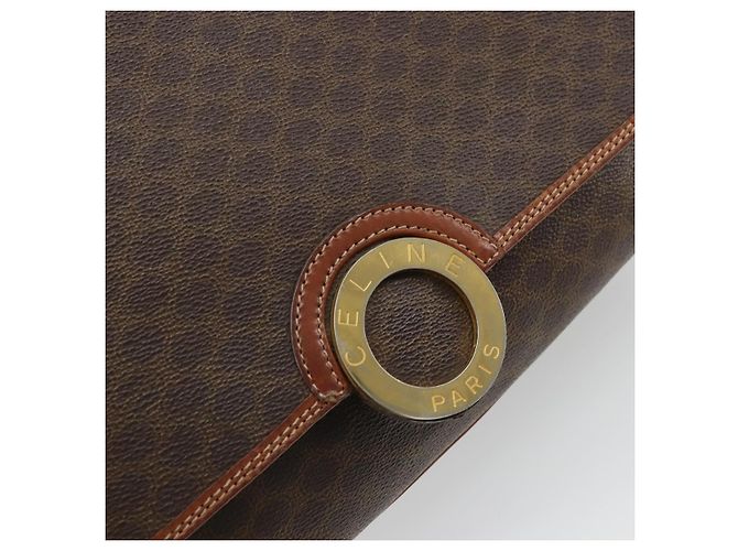 Céline Borsa a spalla circolare in tela Macadam CELINE in pelle PVC marrone oro Auth YKZ1025 D'oro - vista 17
