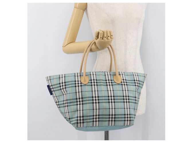 Burberry Nova Check Blue Label Handtasche aus Nylon hellblau silber authentisch bs34397 - Ansicht 23