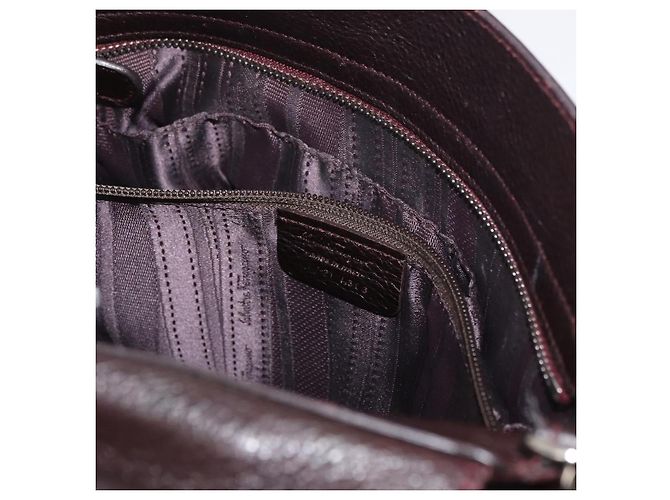 Salvatore Ferragamo Borsa Sofia Gancini in pelle 2 in 1 Bordeaux Argento Auth ARZ841 Bordò - vista 12