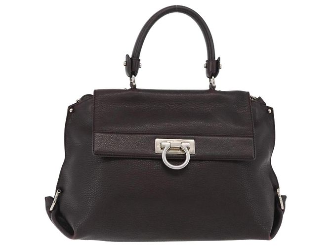 Salvatore Ferragamo Borsa Sofia Gancini in pelle 2 in 1 Bordeaux Argento Auth ARZ841 Bordò - vista 13