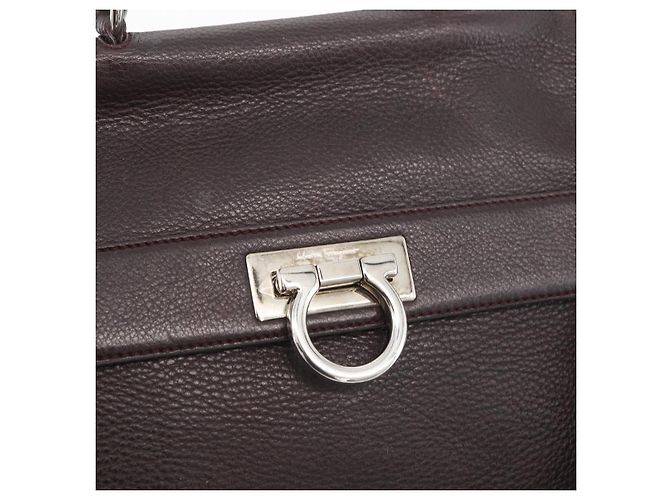 Salvatore Ferragamo Borsa Sofia Gancini in pelle 2 in 1 Bordeaux Argento Auth ARZ841 Bordò - vista 20