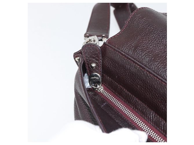 Salvatore Ferragamo Borsa Sofia Gancini in pelle 2 in 1 Bordeaux Argento Auth ARZ841 Bordò - vista 21