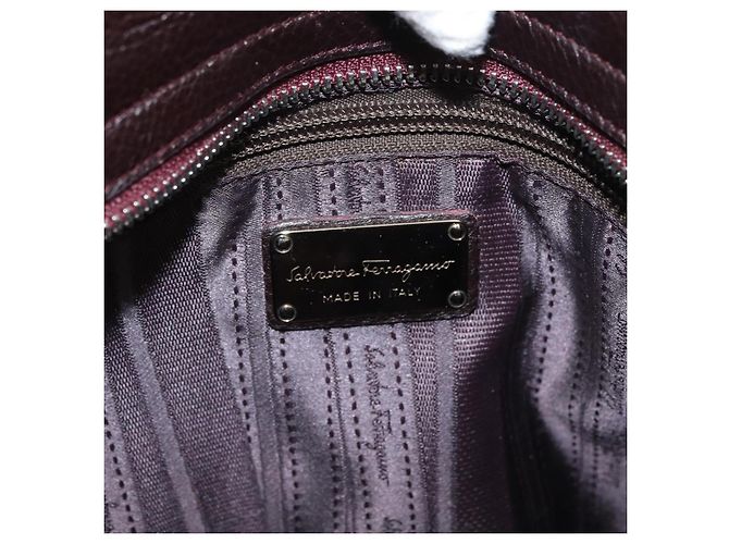 Salvatore Ferragamo Borsa Sofia Gancini in pelle 2 in 1 Bordeaux Argento Auth ARZ841 Bordò - vista 22