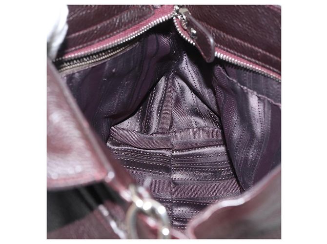Salvatore Ferragamo Borsa Sofia Gancini in pelle 2 in 1 Bordeaux Argento Auth ARZ841 Bordò - vista 23
