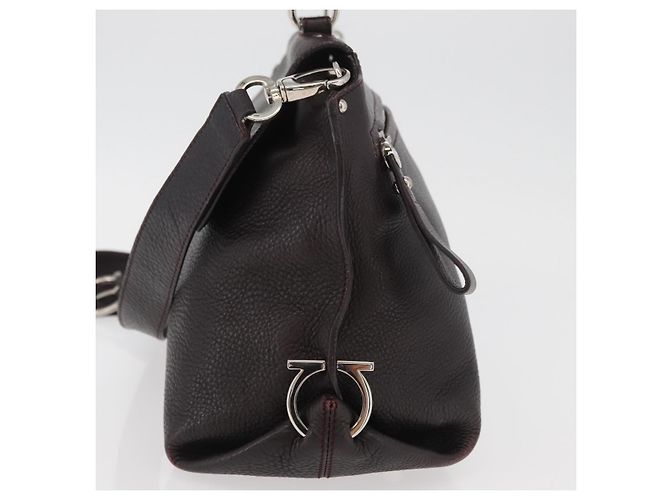 Salvatore Ferragamo Borsa Sofia Gancini in pelle 2 in 1 Bordeaux Argento Auth ARZ841 Bordò - vista 3