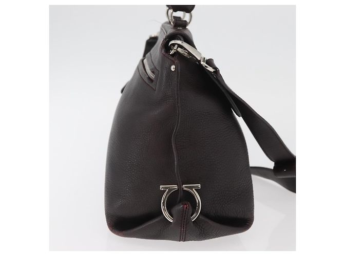Salvatore Ferragamo Borsa Sofia Gancini in pelle 2 in 1 Bordeaux Argento Auth ARZ841 Bordò - vista 4
