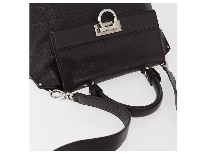 Salvatore Ferragamo Borsa Sofia Gancini in pelle 2 in 1 Bordeaux Argento Auth ARZ841 Bordò - vista 6