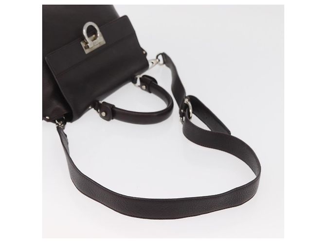 Salvatore Ferragamo Borsa Sofia Gancini in pelle 2 in 1 Bordeaux Argento Auth ARZ841 Bordò - vista 8