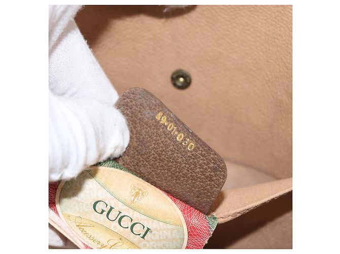 GUCCI GG Supreme Web Sherry Line Clutch Bag PVC Beige Oro 89 01 030 Auth AMZ078 D'oro - vista 12