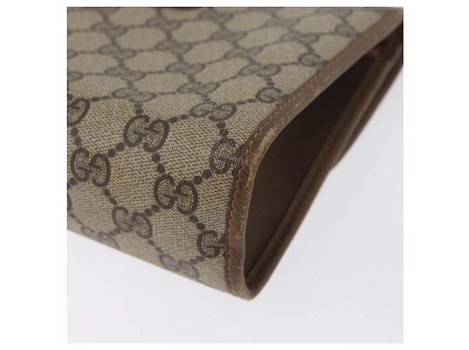 GUCCI GG Supreme Web Sherry Line Clutch Bag PVC Beige Oro 89 01 030 Auth AMZ078 D'oro - vista 16
