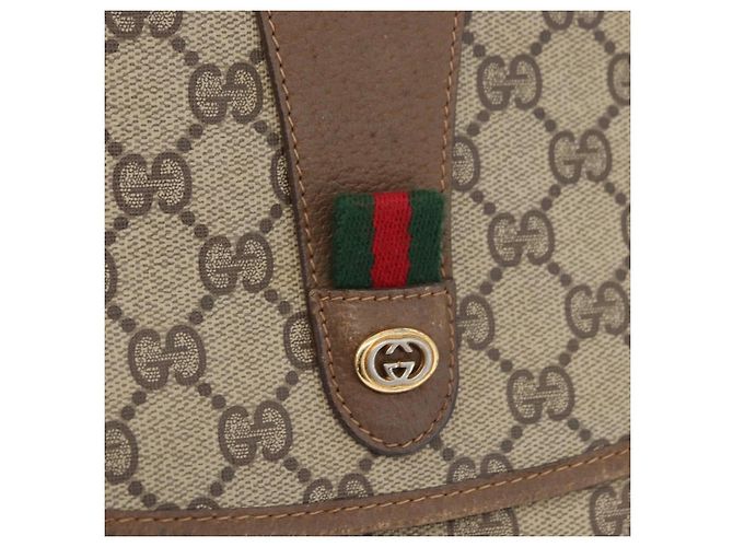 GUCCI GG Supreme Web Sherry Line Clutch Bag PVC Beige Oro 89 01 030 Auth AMZ078 D'oro - vista 17