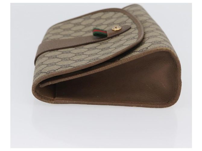 GUCCI GG Supreme Web Sherry Line Clutch Bag PVC Beige Oro 89 01 030 Auth AMZ078 D'oro - vista 4