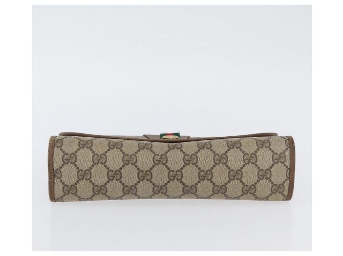 GUCCI GG Supreme Web Sherry Line Clutch Bag PVC Beige Oro 89 01 030 Auth AMZ078 D'oro - vista 6