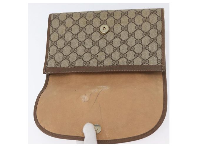 GUCCI GG Supreme Web Sherry Line Clutch Bag PVC Beige Oro 89 01 030 Auth AMZ078 D'oro - vista 8