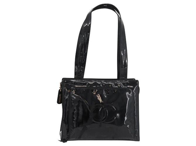 CHANEL COCO Borsa Tote in pelle lucida Nera Oro CC Auth BAZ868 Nero D'oro - vista 13