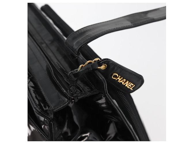 CHANEL COCO Borsa Tote in pelle lucida Nera Oro CC Auth BAZ868 Nero D'oro - vista 9