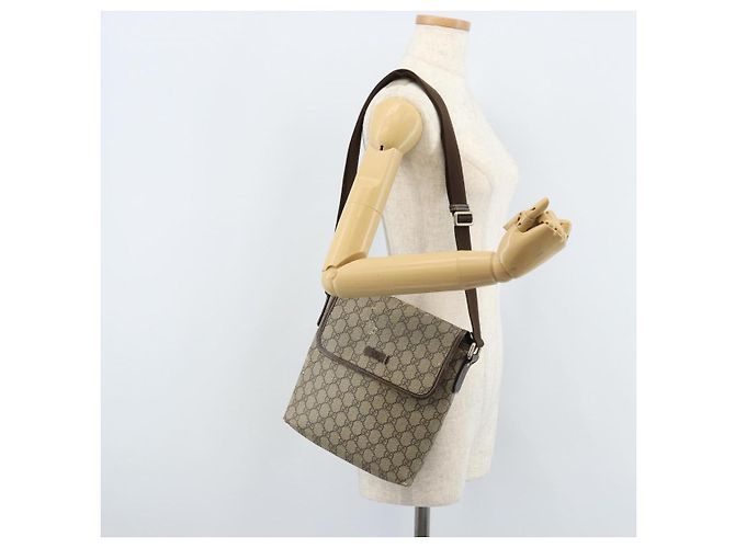 Gucci Borsa a Spalla GG Supreme PVC Beige Oro 223666 Auth YKZ033 D'oro - vista 24