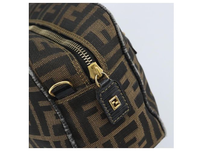 Borsa a mano in tela Zucca FENDI nera e marrone Auth YKZ272 Nero - vista 10