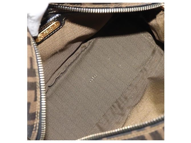 Borsa a mano in tela Zucca FENDI nera e marrone Auth YKZ272 Nero - vista 11