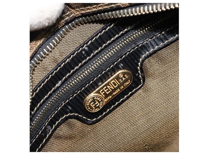 Borsa a mano in tela Zucca FENDI nera e marrone Auth YKZ272 Nero - vista 17