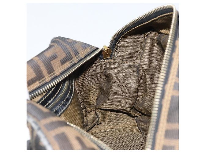 Borsa a mano in tela Zucca FENDI nera e marrone Auth YKZ272 Nero - vista 18