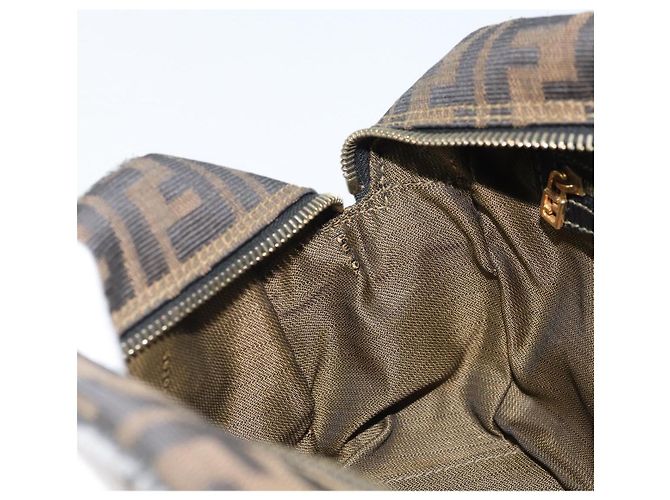 Borsa a mano in tela Zucca FENDI nera e marrone Auth YKZ272 Nero - vista 19