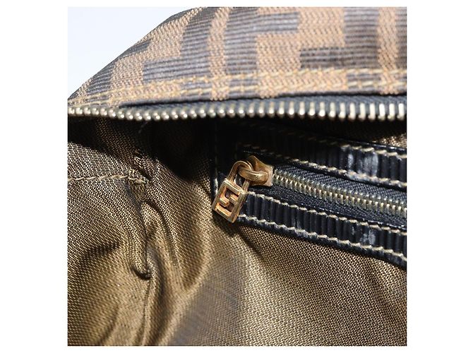 Borsa a mano in tela Zucca FENDI nera e marrone Auth YKZ272 Nero - vista 20