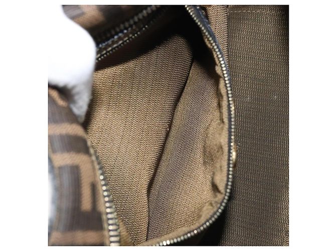 Borsa a mano in tela Zucca FENDI nera e marrone Auth YKZ272 Nero - vista 21