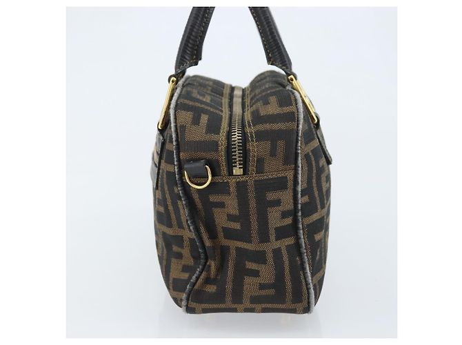 Borsa a mano in tela Zucca FENDI nera e marrone Auth YKZ272 Nero - vista 3