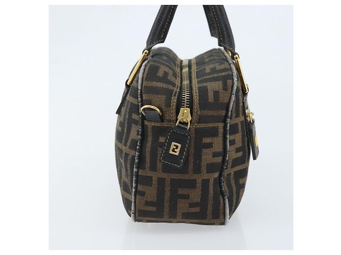 Borsa a mano in tela Zucca FENDI nera e marrone Auth YKZ272 Nero - vista 4