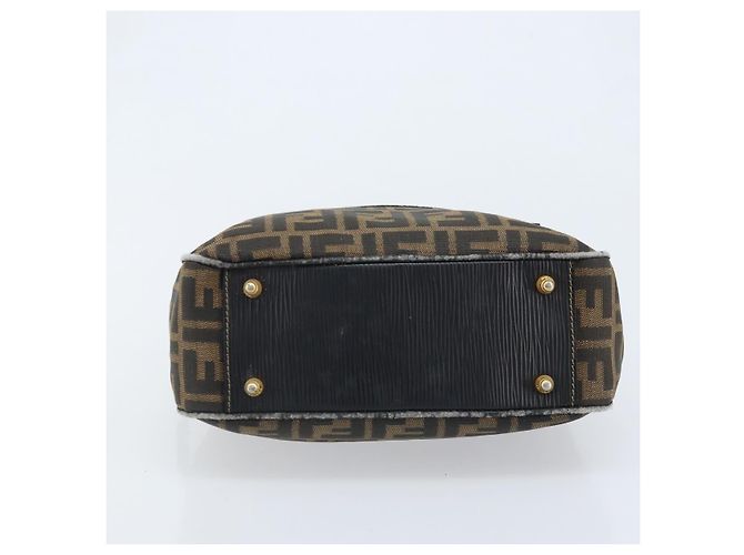 Borsa a mano in tela Zucca FENDI nera e marrone Auth YKZ272 Nero - vista 5