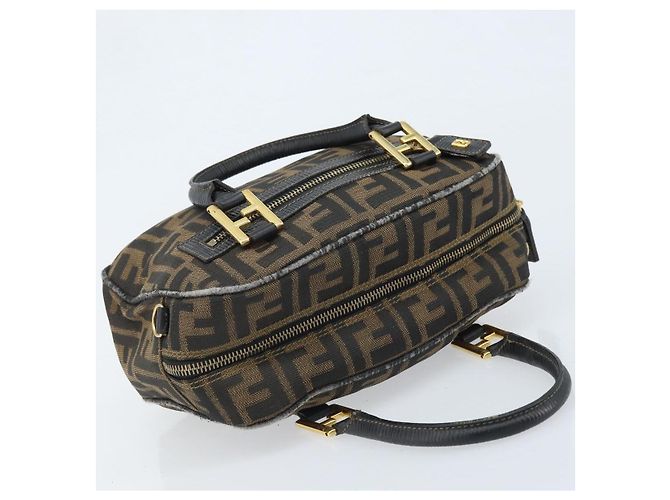 Borsa a mano in tela Zucca FENDI nera e marrone Auth YKZ272 Nero - vista 6