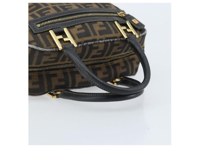 Borsa a mano in tela Zucca FENDI nera e marrone Auth YKZ272 Nero - vista 7