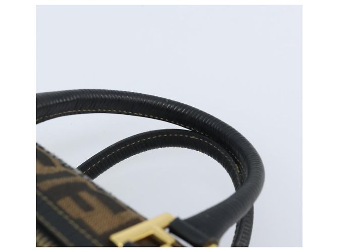 Borsa a mano in tela Zucca FENDI nera e marrone Auth YKZ272 Nero - vista 8