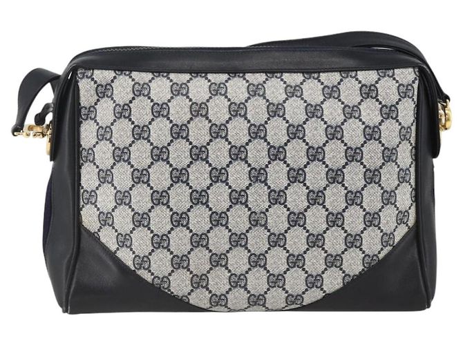 Borsa a Spalla Gucci GG Supreme Sherry Line PVC Blu Navy Oro Rosso Auth BAZ856 D'oro - vista 13