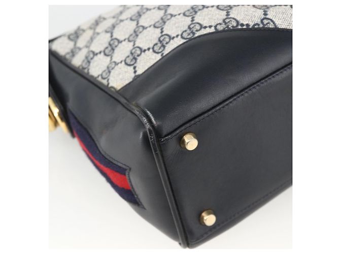 Borsa a Spalla Gucci GG Supreme Sherry Line PVC Blu Navy Oro Rosso Auth BAZ856 D'oro - vista 14