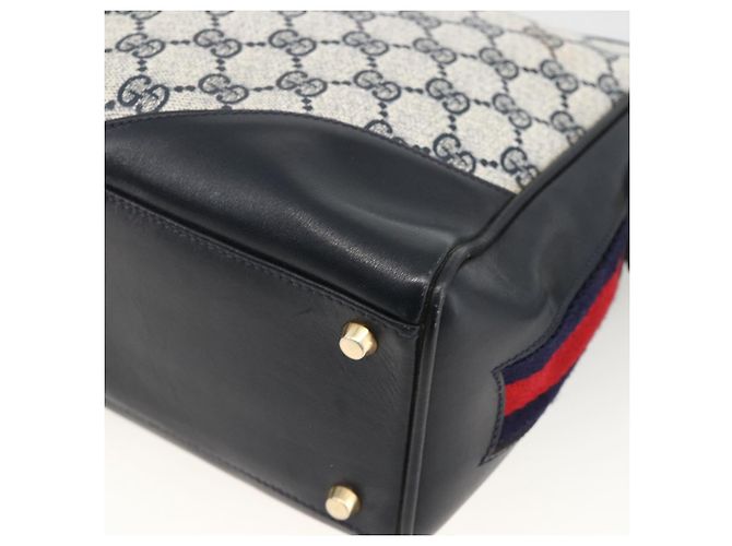 Borsa a Spalla Gucci GG Supreme Sherry Line PVC Blu Navy Oro Rosso Auth BAZ856 D'oro - vista 15