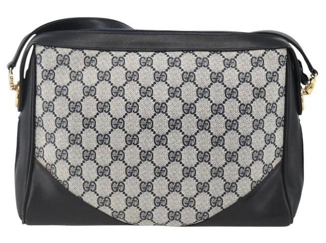 Borsa a Spalla Gucci GG Supreme Sherry Line PVC Blu Navy Oro Rosso Auth BAZ856 D'oro - vista 2