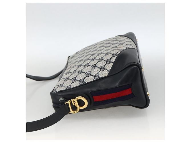 Borsa a Spalla Gucci GG Supreme Sherry Line PVC Blu Navy Oro Rosso Auth BAZ856 D'oro - vista 3
