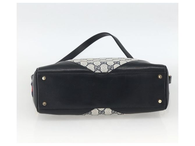 Borsa a Spalla Gucci GG Supreme Sherry Line PVC Blu Navy Oro Rosso Auth BAZ856 D'oro - vista 5