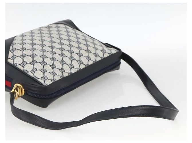 Borsa a Spalla Gucci GG Supreme Sherry Line PVC Blu Navy Oro Rosso Auth BAZ856 D'oro - vista 7