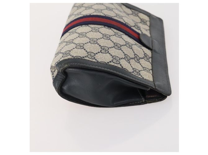 GUCCI GG Supreme Plus Borsa Clutch Sherry Line PVC 3 Set Nero Beige Auth 166799 - vista 16