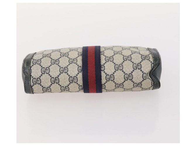 GUCCI GG Supreme Plus Borsa Clutch Sherry Line PVC 3 Set Nero Beige Auth 166799 - vista 18